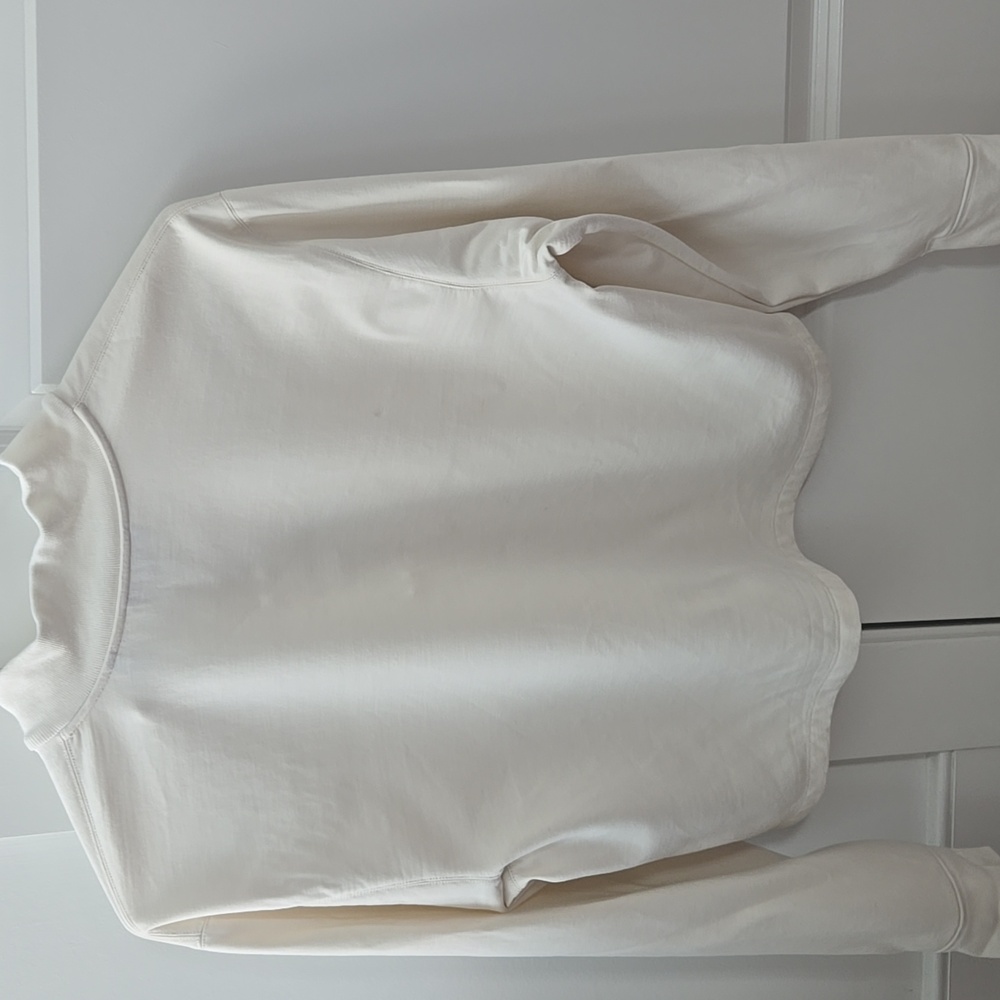 Good Condition Theory Crop Half Zip Sweatshirt In Ivory, Size Medium - Picture 4 of 10